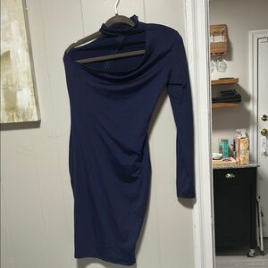 Chic Long Sleeve Navy Dress